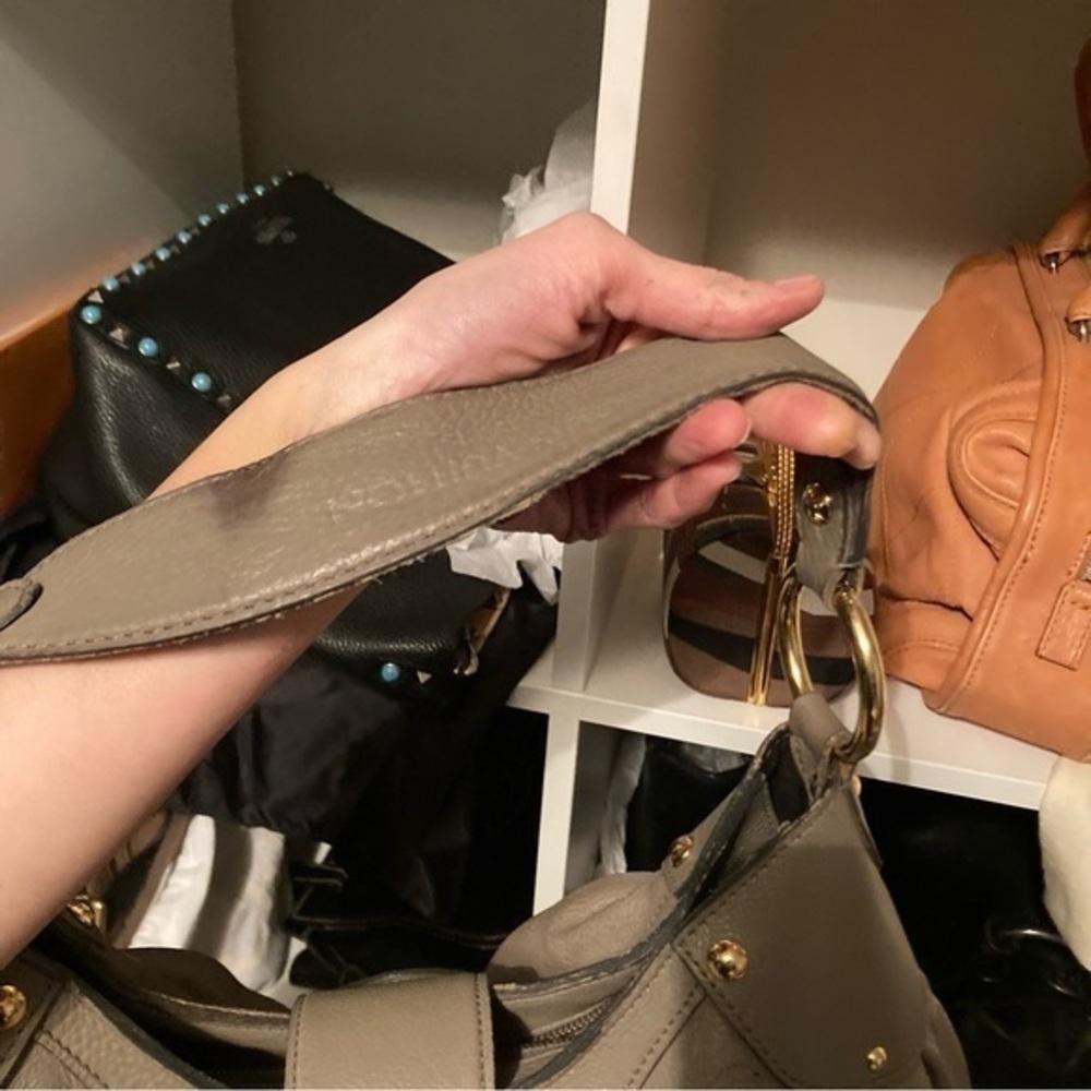 LOUIS VUITTON Solar PM Mahina Leather Grey taupe leather bag purse M93124 - Picture 9 of 16